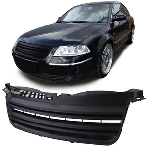 BLACK DUAL SLAT DEBADGED FRONT BONNET GRILL FOR VW PASSAT 3BG 9/2000-2005 MODEL - Picture 1 of 8