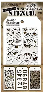 Tim Holtz Mini Layering Stencils Clock, Numerical Number & Crackle Template Set - Picture 1 of 1