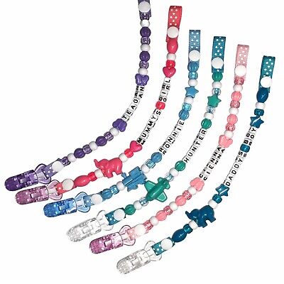 Dummy Clip Clips Chain Strap Boys Girls Mam Adapters Grey White Pink Blue  • 3.50£