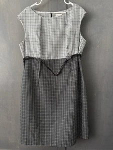 Calvin Klein Classic Women Buckled Sheath Dress Size 18 Plaid Sleeveless Elegant - Picture 1 of 14