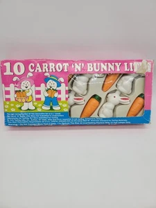 Vintage Carrot N Bunny Lights Blow Mold String Lights New Old Stock - Picture 1 of 7