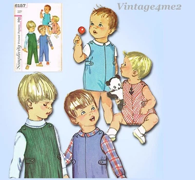 1960s Vintage Simplicity Sewing Pattern 6157 Toddlers Romper or Overalls Size 2 - Image 1 of 4