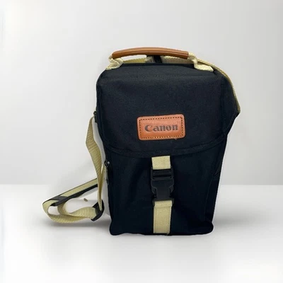 Canon Camera Shoulder Gadget Bag Vintage Black Canvas With Adjustable Strap - Image 1 of 4