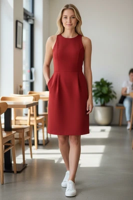 Vestido de Lana Rojo Original Milly of New York Sin Mangas Vacaciones Cóctel Pequeño EE. UU. Foto 1 de 4