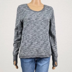 Gap GapFit Factory MEDIUM Youth Scoop Neck Sweatshirt Shirt Top Marled Gray - Picture 1 of 8