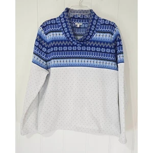 Talbots Fair Isle Funnel-Neck Top Sweater Pullover Nordic Blue Size XL - Picture 1 of 8