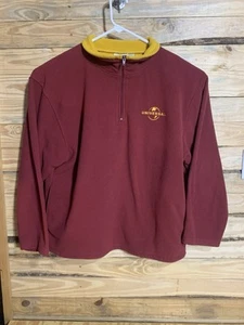 Vintage Universal Studios Fleece Pullover XL Burgundy Yellow 90s Made in Macau - Picture 1 of 10