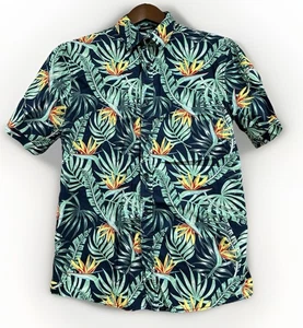Camicia uomo hawaiana taglia S Livergy 100% cotone uccellino del paradiso foglia di palma spiaggia - Foto 1 di 5