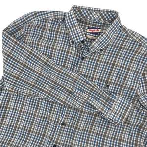 Johnnie-O Hangin' Out Herren Button Down Hemd Langarm Kariert Blau Braun L - Bild 1 von 6