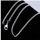 925 Sterling Silver Curb Chain Link Plated Necklace 18 20 22 24 26inch 1.2mm New