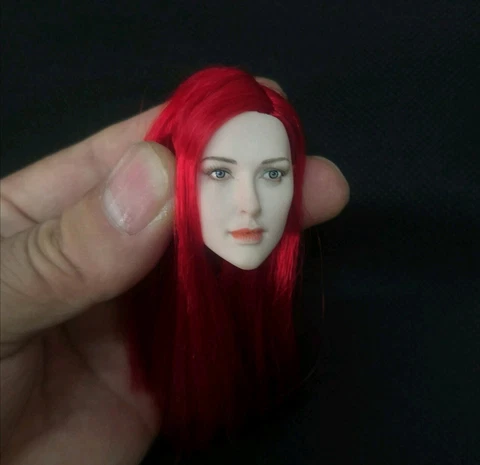 1/6 Female Head Red Hair Little Red Riding Hood PVC 2in. Carved Model Fit PH Cover