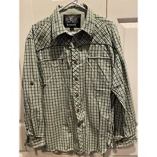 REWARD Green White Checked Shirt Large Men's Long sleeve Cotton