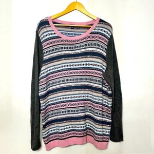 Talbots Pullover Wollmischung 2x Fair Isle rosa lila grau Cottagecore Pulli - Bild 1 von 7