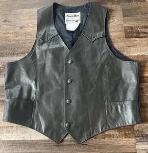 Chaleco de cuero vintage Pioneer Wear gris forrado occidental para hombre 46 - Imagen 1 de 9