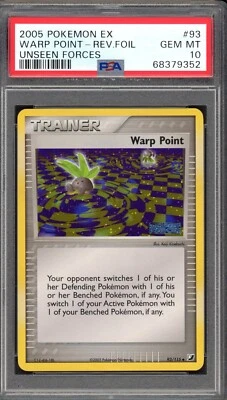 2005 Pokemon EX Unseen Forces Warp Point Reverse Holo #93 PSA 10 Gem Mint - Image 1 of 3