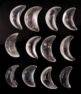 52.35 Ct Natural Clear Quartz 14-17 mm Gemstone Moon Cabochon 12 Pcs Lot - 63229 - Picture 1 of 5