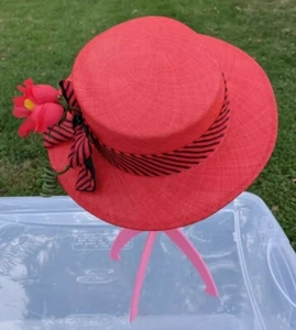 Hat by Adolfo II Red with Flower New York Paris JAN22 - Picture 1 of 12