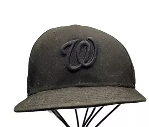 New Era Washington Nationals 9Fifty Black On Black Adjustable Snapback Hat Cap - Bild 1 von 7
