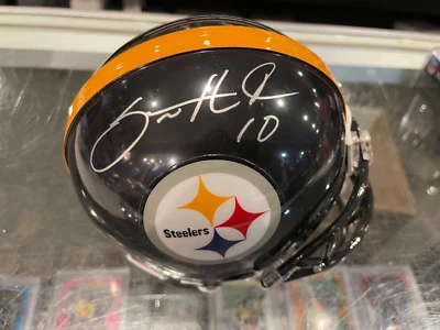 SANTONIO HOLMES PITTSBURGH STEELERS #10 MINI CASCO FIRMADO JSA AUTÉNTICO Foto 1 de 2