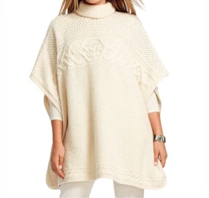 NWOT Lauren Ralph Lauren Cape Wool Alpaca Cable Knit Turtleneck Poncho Sweater - Picture 1 of 7