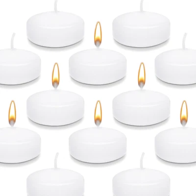 Paquete de 12 velas flotantes blancas de 3", sin perfume y sin goteo, cera de larga duración para nosotros Foto 1 de 4