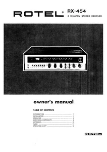 Manual de instrucciones Operating Instructions para Rotel RX-454 - Imagen 1 de 1