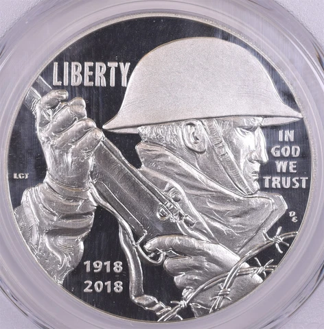 2018-P World War 1 Centennial Silver Dollar PCGS PR70 DCAM First Strike Cover