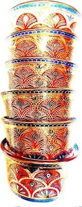 6 Glas Arabische Kaffeetasse Rot Gold Blau Farbe Design 80 ml 2,7 oz Geschenkbox - Bild 1 von 10
