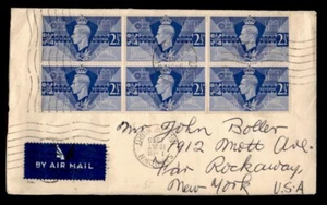 DR WHO 1946 GB BLOCK SANDOWN AIRMAIL TO USA C337435 - Imagen 1 de 2
