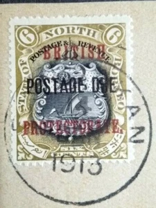 North Borneo 1913 Overprint Postage Due & British Protectorate On 6c - 1v Used - Picture 1 of 3