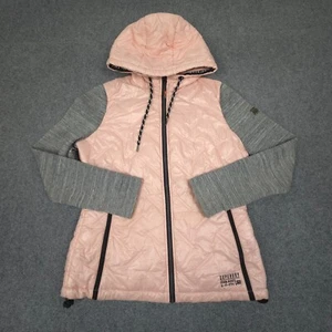 Superdry Jacket Women 10 Pink storm winter puffer long sleeve hooded Size 10 - Picture 1 of 9