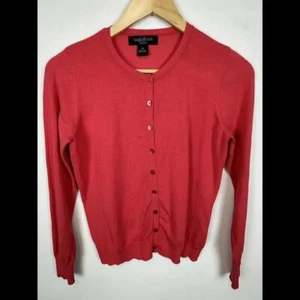 August Silk Coral Long Sleeve Crew neck Cardigan SIZE S Petite - Bild 1 von 6