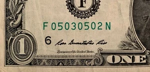 $1 Dollar Bill 2013 Circulated Zero Step Serial Number F 05 03 05 02 N - Picture 1 of 3