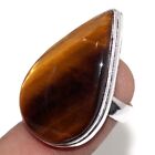 925 Silver Plated-tiger Eye Ethnic Gemstone Handmade Ring Jewelry Us Size-6 E598