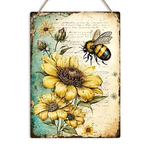 Honey Bee Metal Sign Hive Garden Decoration Vintage Wall Plaque Beekeeper Gift - Picture 1 of 16