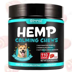 Dog Calming Chews Hemp Treats Food for Dogs Stress Vets Anxiety Relief 110 Bacon - Picture 1 of 15
