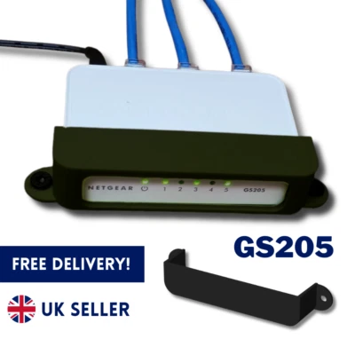 Black Bracket for Netgear GS205 5 Port Gigabit Ethernet Switch Wall Mount Holder - Image 1 of 3
