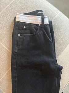 Alexander Wang jeans black wash with white rubber size 25 women’s - Picture 1 of 8