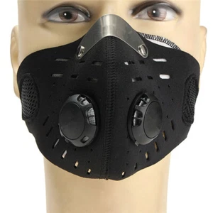Máscara facial negra de seguridad reutilizable lavable anticontaminación del aire máscara respiratoria - Imagen 1 de 8