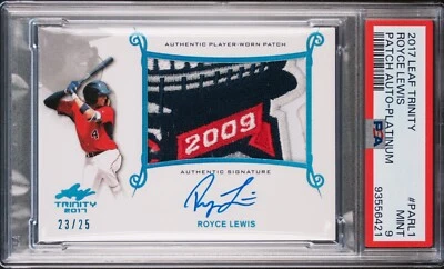 2017 Leaf Trinity Royce Lewis Patch Auto Platinum #23/25 JERSEY NUMBER PSA 9 - Image 1 of 2