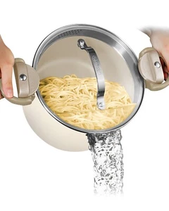 Gotham Steel 5 QT Multipurpose Stock Pot w Strainer Lid and Twist & Lock Handles - Picture 1 of 8