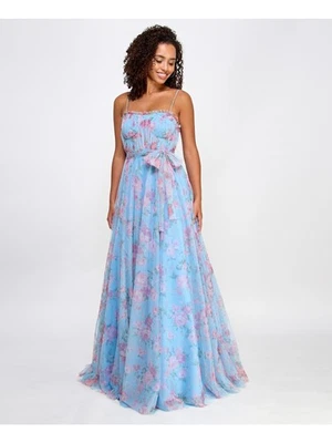 CITY STUDIO Womens Blue Lined Corset Bodice Tie-sash Dress Juniors 0 - Image 1 of 4