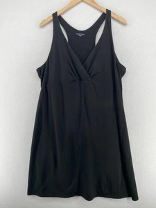EILEEN FISHER Kleid XL Jersey Surplice Tankdress Regal BH Racerback Schwarz USA - Bild 1 von 13