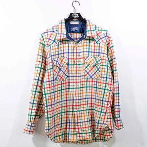 Pendleton High Grade Western Wear Plaid Wool Pearl Snap Shirt XL VTG 70s 80s - Picture 1 of 10