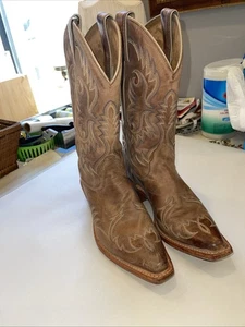 Nocona Ladies Legacy Brown Leather Western Cowgirl Snip Toe Boots LD2732  7B - Picture 1 of 13