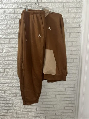 Nike Jordan Brooklyn Fleece Pullover Hoodie Light British Tan Sweater  And Pants - Image 1 of 4