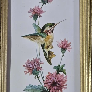Carolyn Shores Wright 1992 vintage - Colibrì arte incorniciata ~ 9x5" - Foto 1 di 7