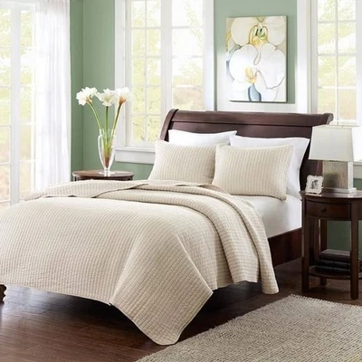 Madison Park Keaton 2-Piece Twin/Twin XL Quilted Coverlet Set Khaki - Image 1 of 4