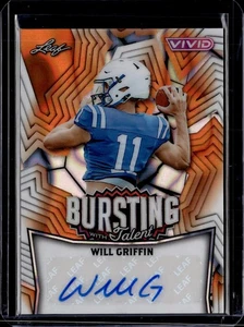 2025 Leaf Vivid #3/4 Orange Lava Will Griffin Bursting With Talent Auto - Picture 1 of 2