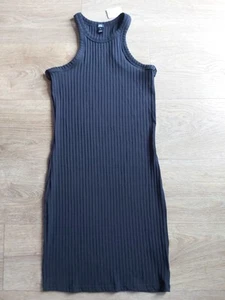 BNWT Black RIVER ISLAND Stretchy Jersey RIBBED Dress Cold Shoulder BODYCON 8 - Picture 1 of 9